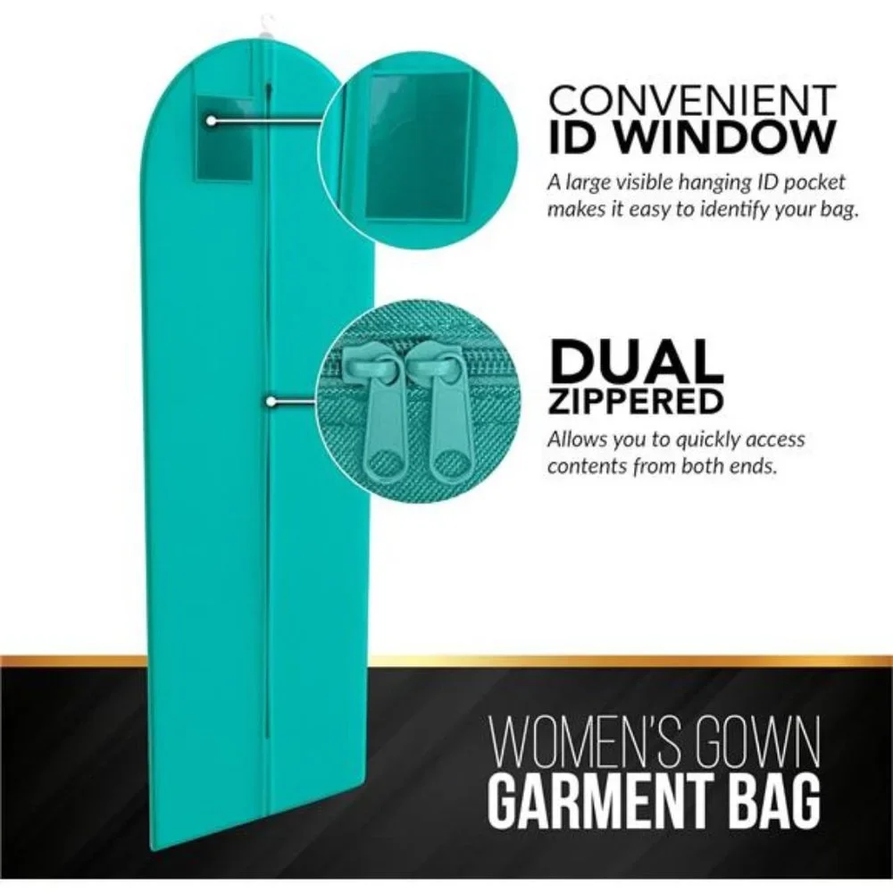 Gown Garment Bag for Women’s Prom & Bridal Wedding Dresses - ID Window -72”x 24”